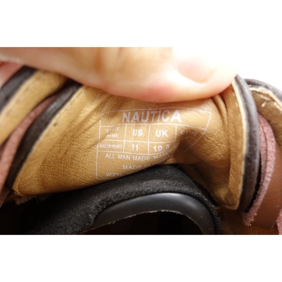 Nautica Nueltin Brown Leather Dress Casual Lace Up Deck Loafers Shoes Men\'s 11 main image 5